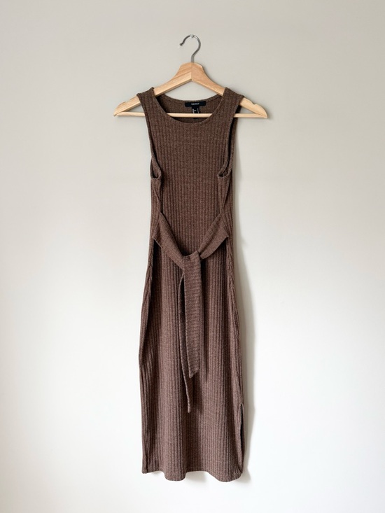 Forever 21 Dresses & Skirts - {Forever 21} Sleeveless Ribbed Knit Midi Dress with Self Tie Belt - Brown